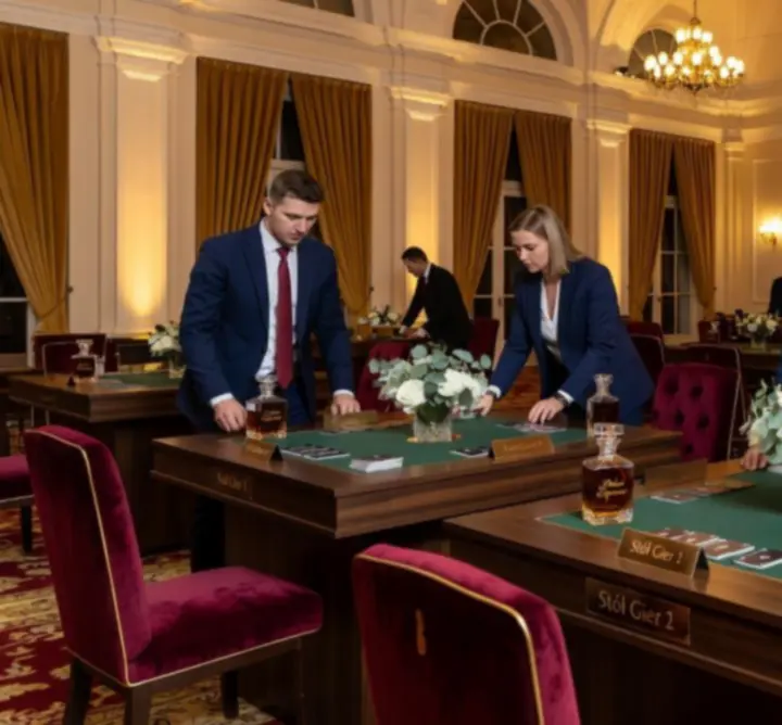 Mobilna aranżacja stołów eventowych w polskim obiekcie