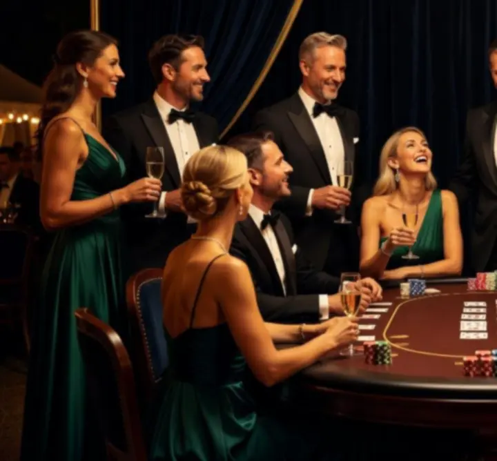 Elegancka aranżacja stołu pokerowego podczas wieczornego eventu