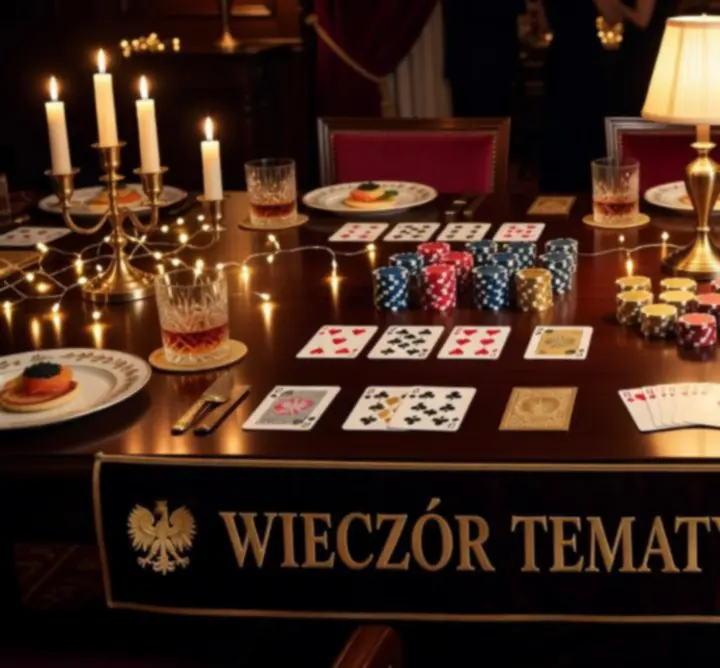 Dekoracyjny stół wieczorny przygotowany pod program rozrywkowy